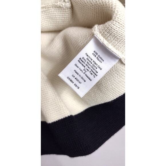 Talbots women's striped zipper front sweater medium cotton rayon - Picture 11 of 13